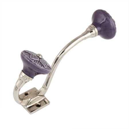 Purple Wheel Flower Ceramic Silver Iron Hook